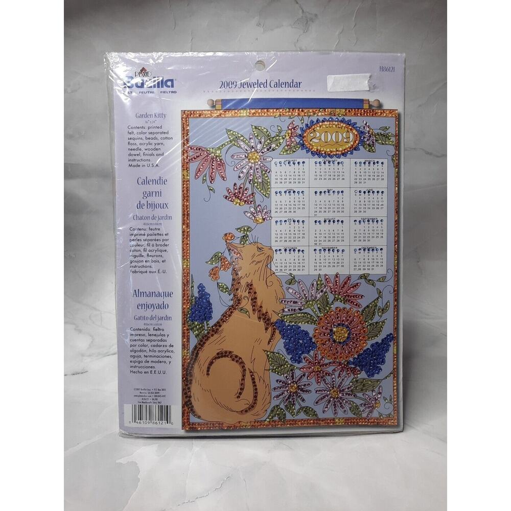 Bucilla 2009 Jeweled Felt Calendar Garden Kitty J86121 Keepsake Wallhanging
